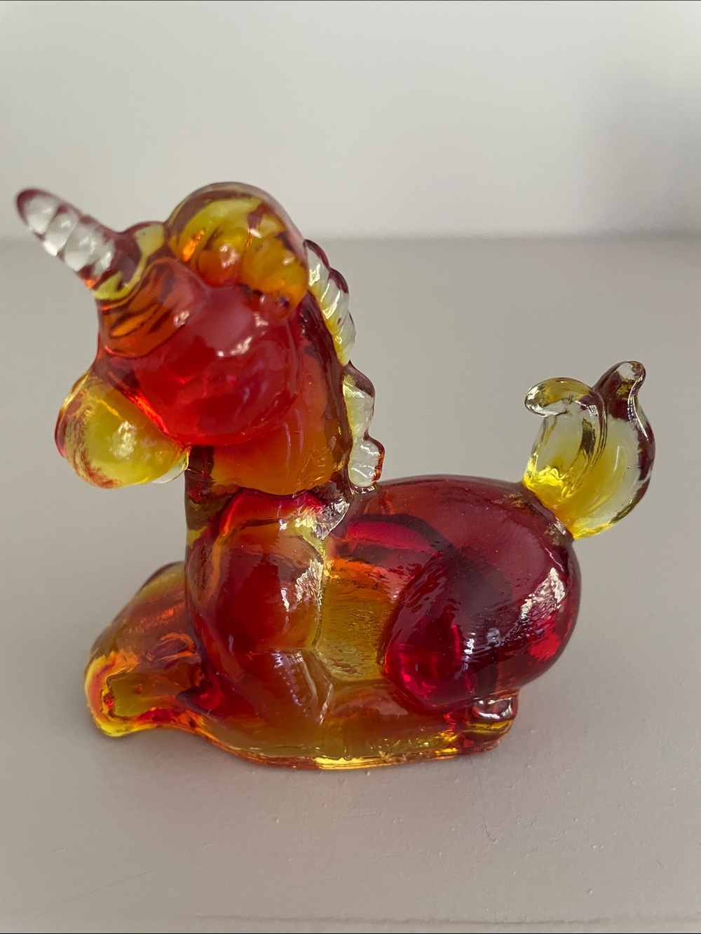 Vintage Boyd glass unicorn -cherry, red color